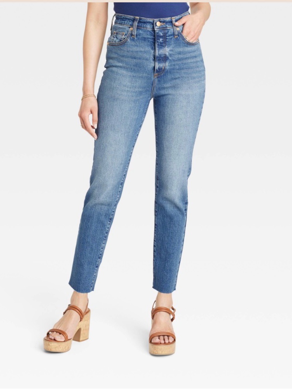 Universal Thread High-Rise Straight Jeans in Blue Denim